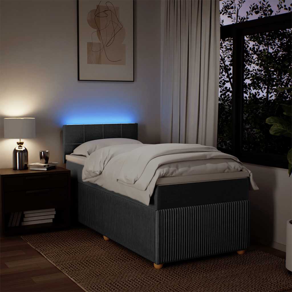 Sommier à lattes de lit avec matelas Gris foncé 90x200 cm Tissu - XIOS