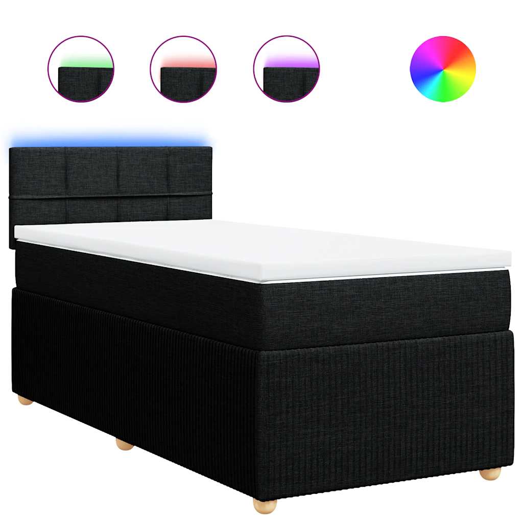 Sommier à lattes de lit avec matelas Noir 90x200 cm Tissu - XIOS