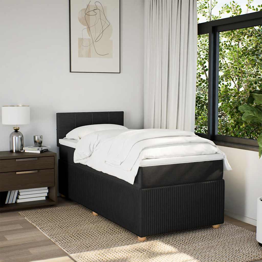 Sommier à lattes de lit avec matelas Noir 90x200 cm Tissu