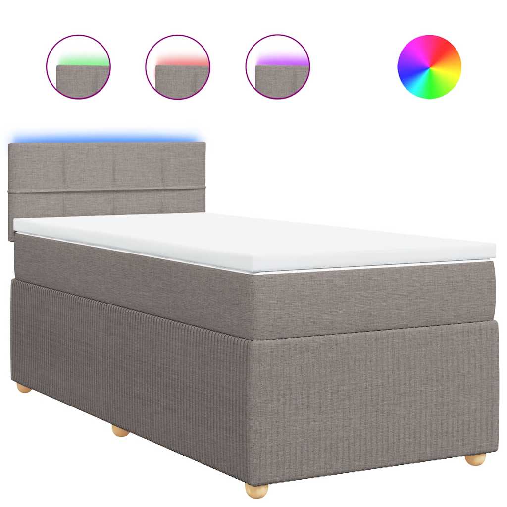 Sommier à lattes de lit avec matelas Taupe 90x200 cm Tissu - XIOS