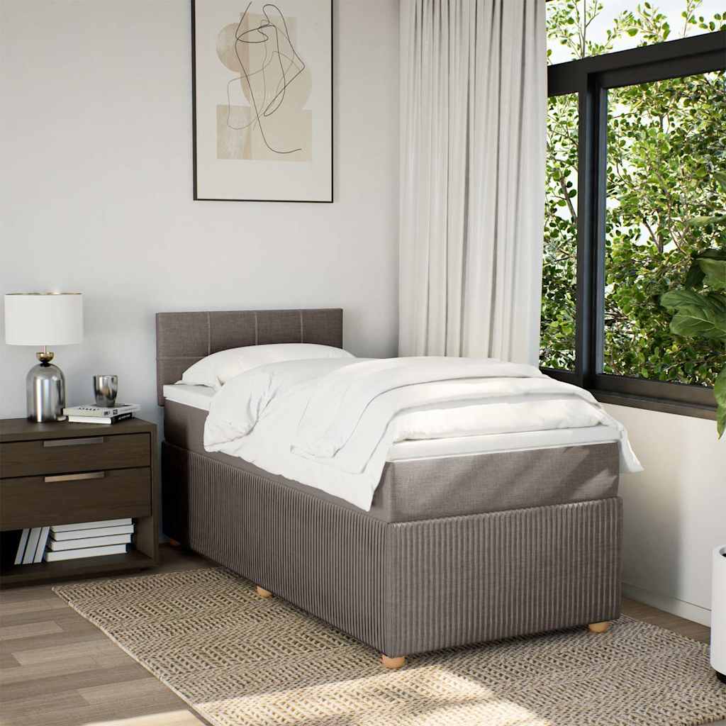 Sommier à lattes de lit avec matelas Taupe 90x200 cm Tissu - XIOS