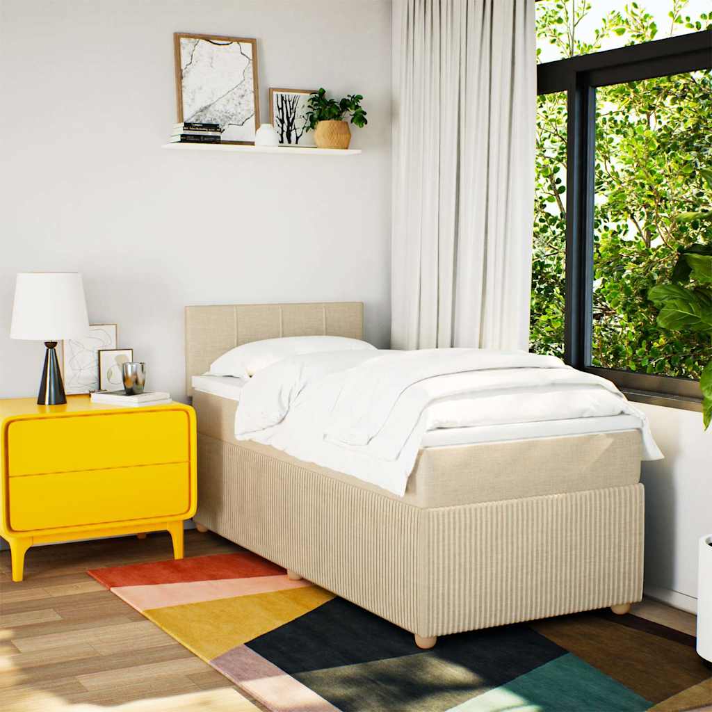 Sommier à lattes de lit avec matelas Crème 90x200 cm Tissu - XIOS