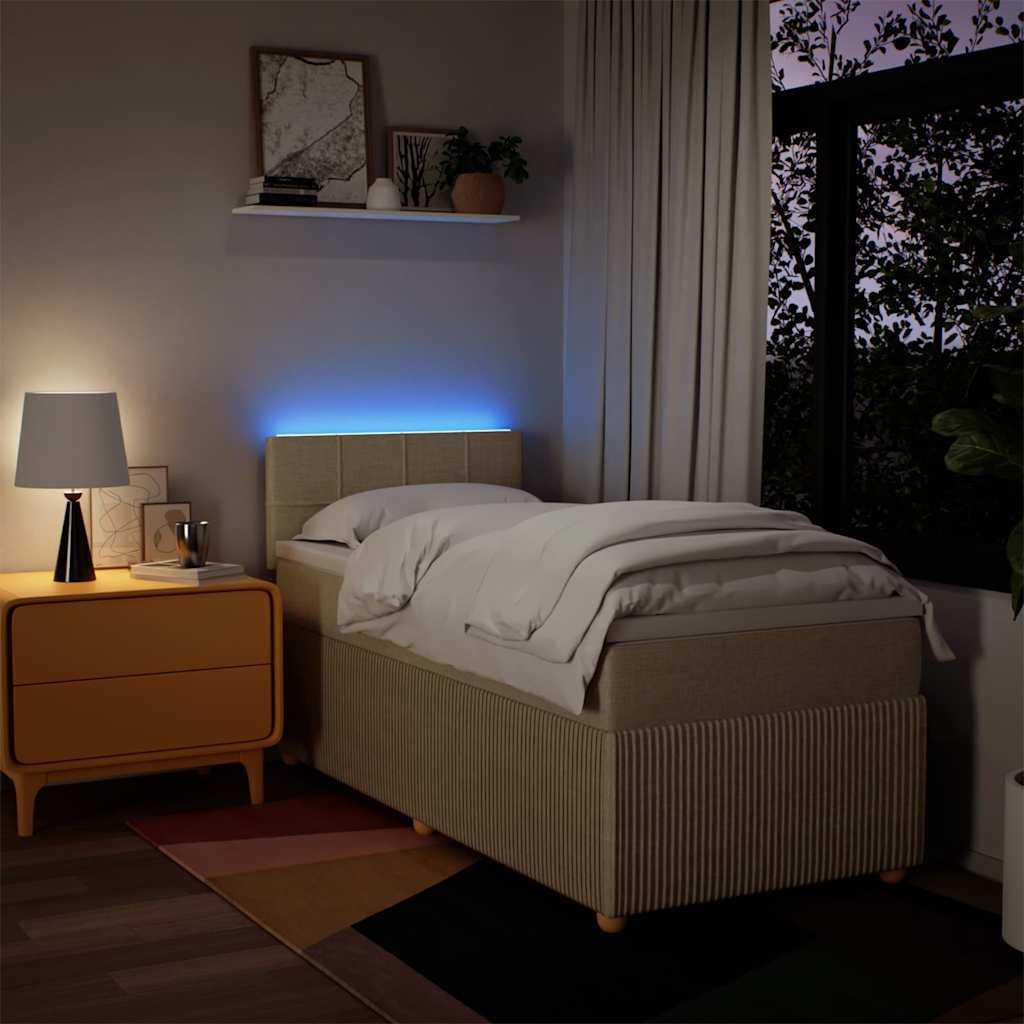 Sommier à lattes de lit avec matelas Crème 90x200 cm Tissu - XIOS
