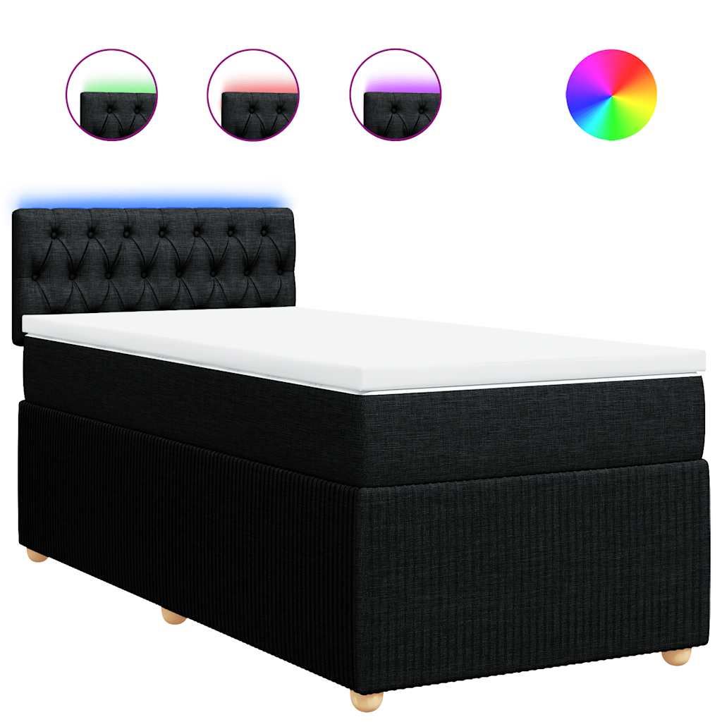 Sommier à lattes de lit avec matelas Noir 90x200 cm Tissu - XIOS