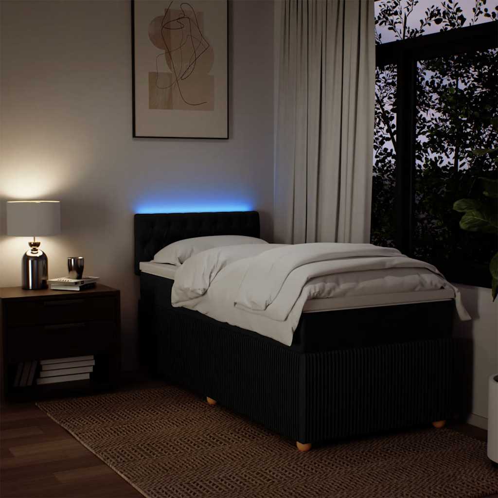 Sommier à lattes de lit avec matelas Noir 90x200 cm Tissu - XIOS