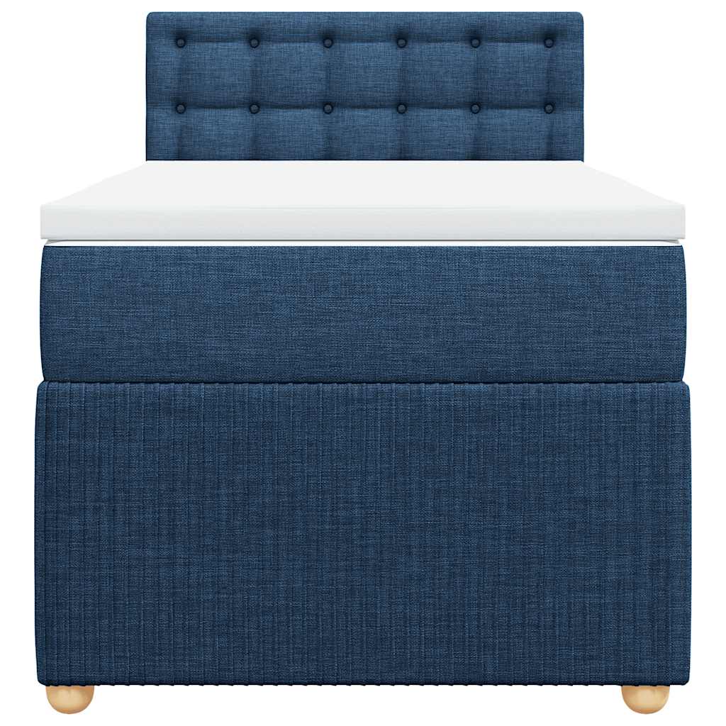 Sommier à lattes de lit avec matelas Bleu 90x200 cm Tissu