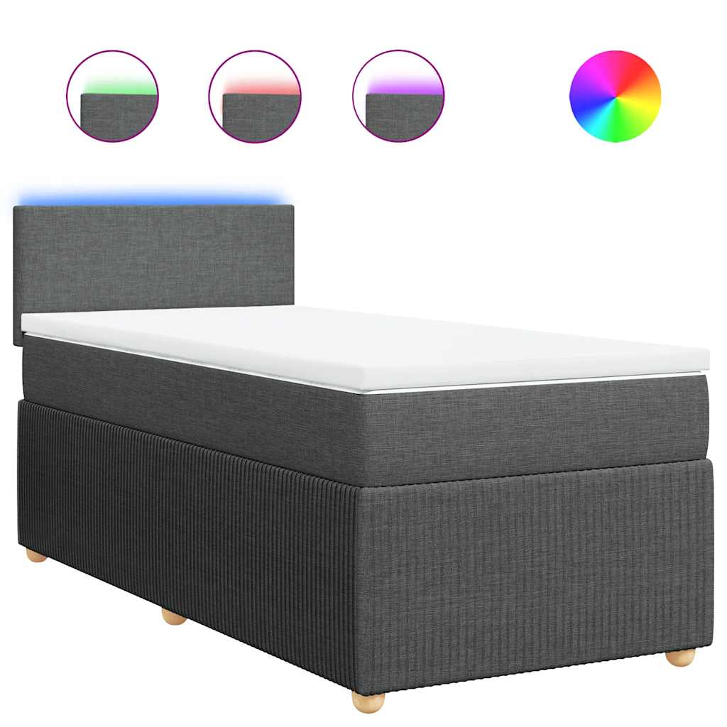 Sommier à lattes de lit avec matelas Gris foncé 100x200cm Tissu - XIOS