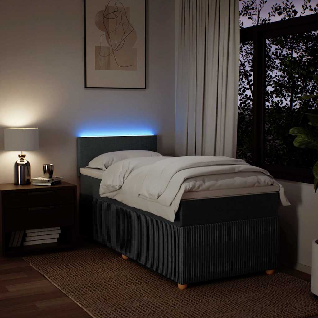 Sommier à lattes de lit avec matelas Gris foncé 100x200cm Tissu - XIOS