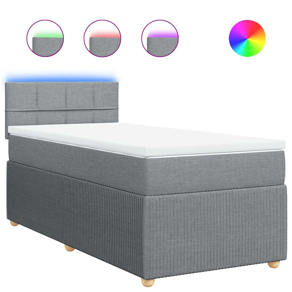 Sommier à lattes de lit avec matelas Gris clair 100x200cm Tissu - XIOS