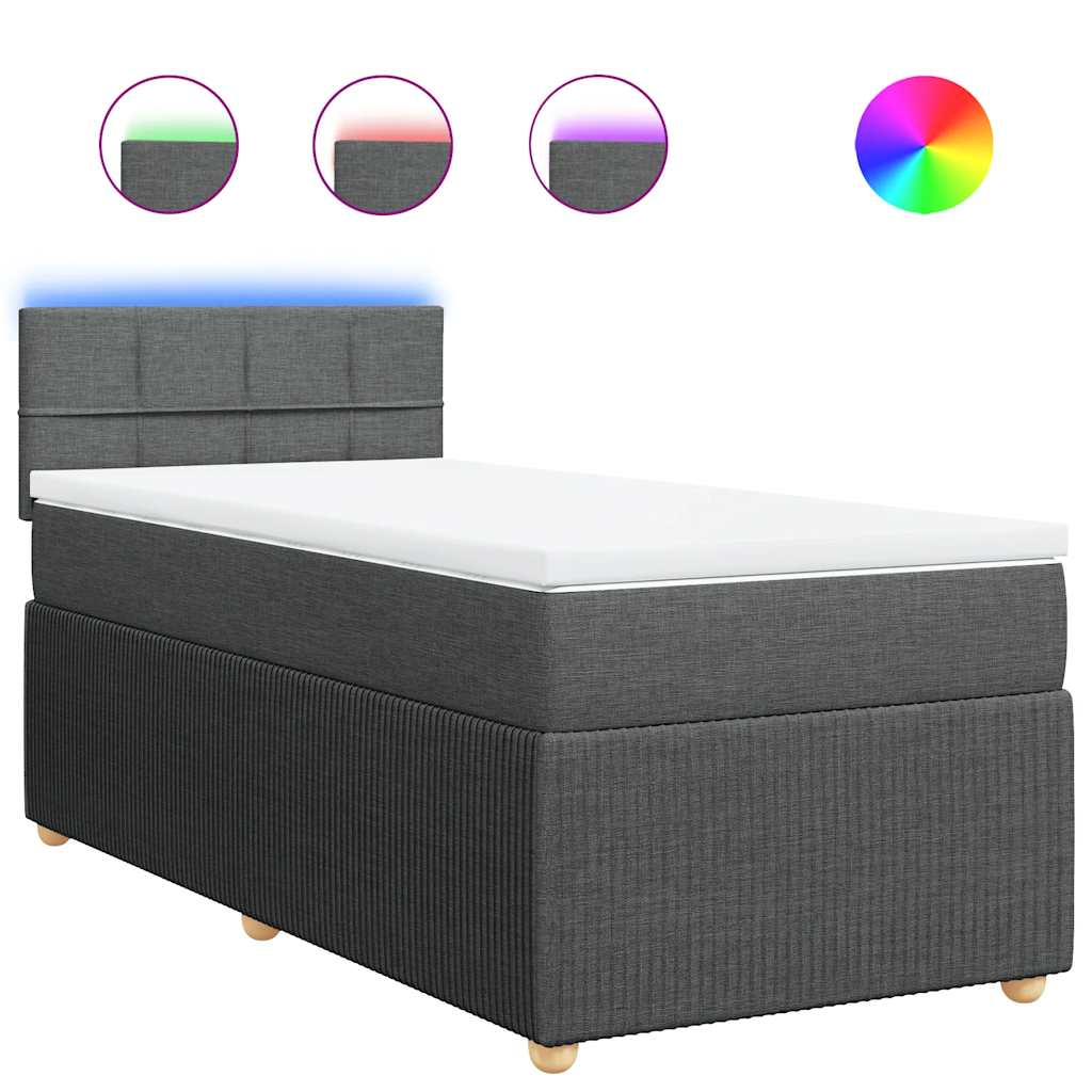 Sommier à lattes de lit avec matelas Gris foncé 100x200cm Tissu - XIOS