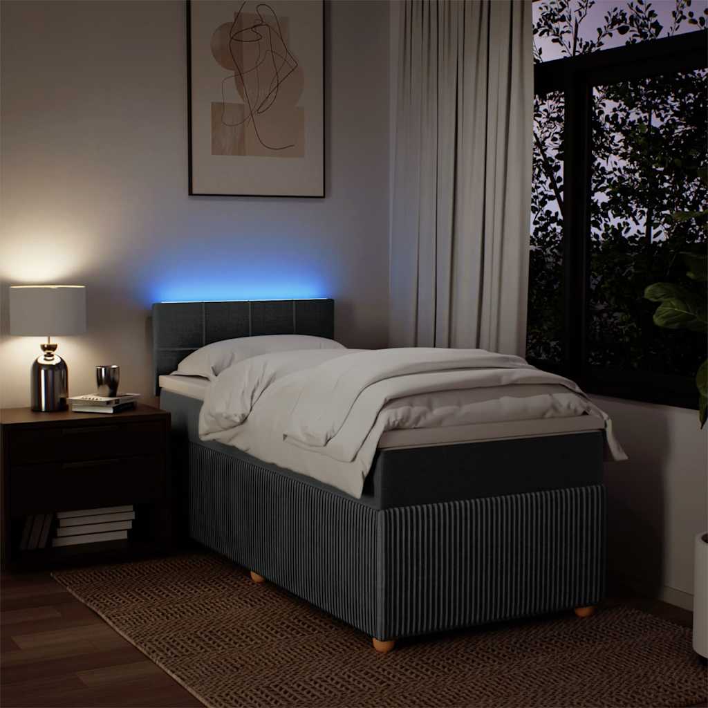 Sommier à lattes de lit avec matelas Gris foncé 100x200cm Tissu - XIOS
