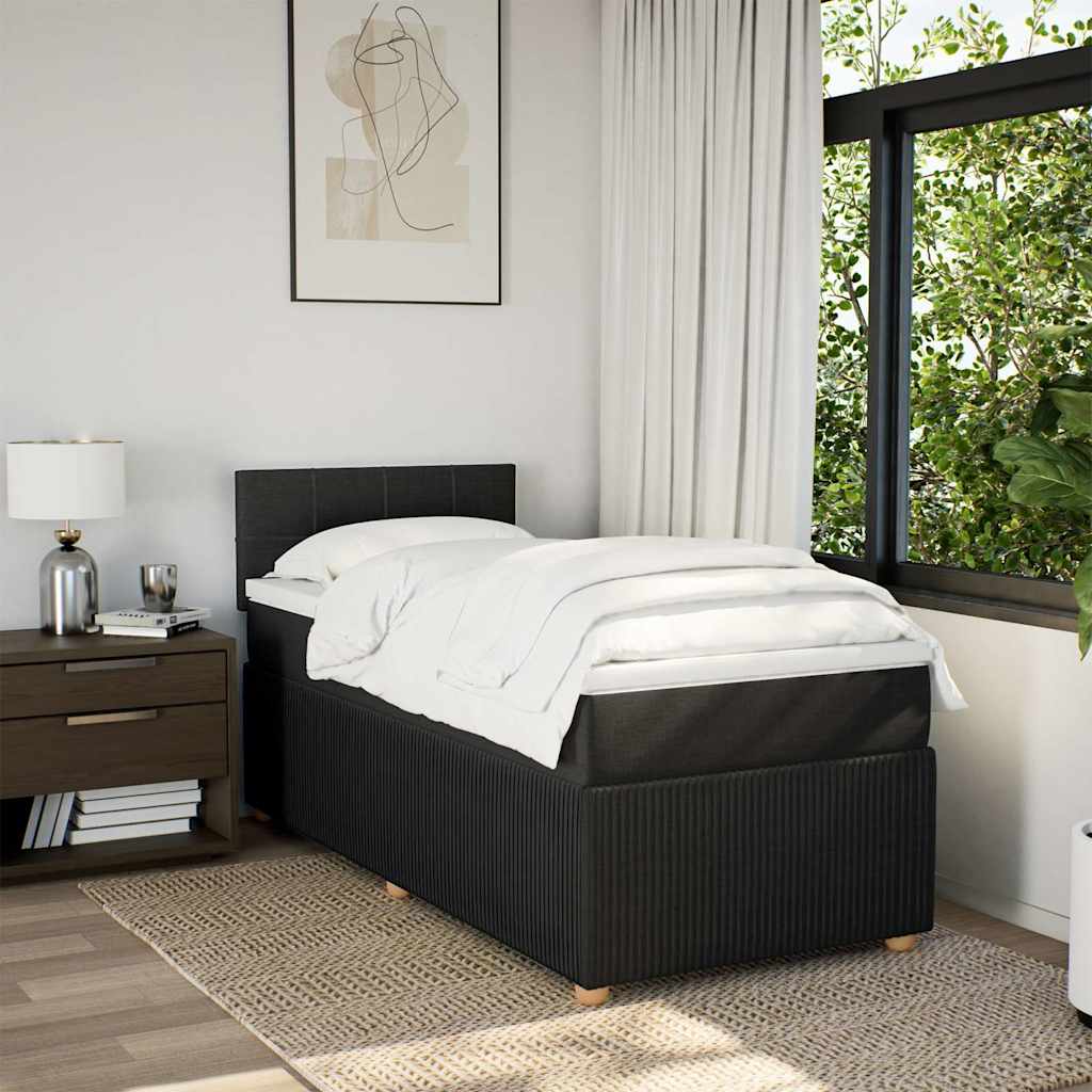 Sommier à lattes de lit avec matelas Noir 100x200 cm Tissu - XIOS