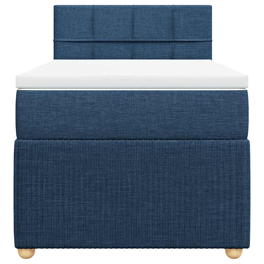 Sommier à lattes de lit avec matelas Bleu 100x200 cm Tissu