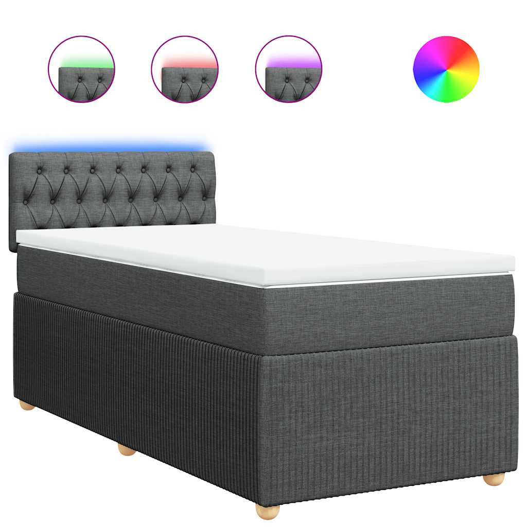 Sommier à lattes de lit avec matelas Gris foncé 100x200cm Tissu - XIOS