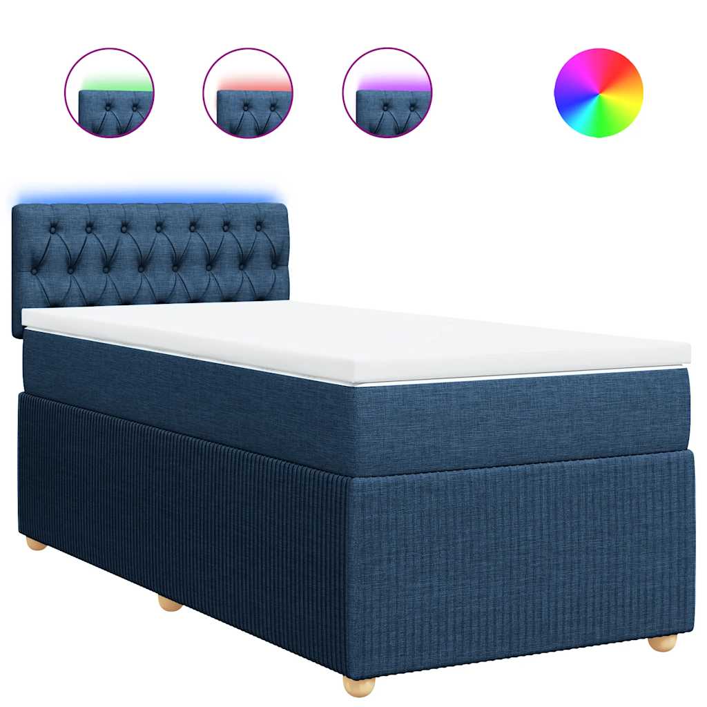 Sommier à lattes de lit avec matelas Bleu 100x200 cm Tissu - XIOS