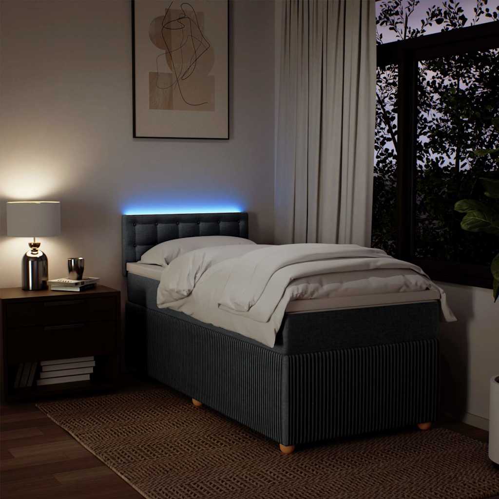 Sommier à lattes de lit avec matelas Gris foncé 100x200cm Tissu - XIOS