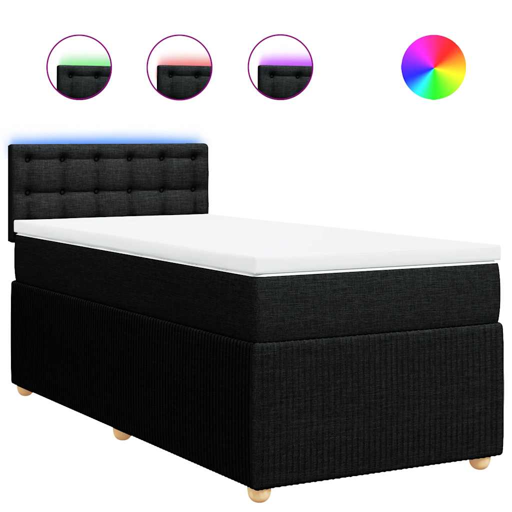 Sommier à lattes de lit avec matelas Noir 100x200 cm Tissu - XIOS