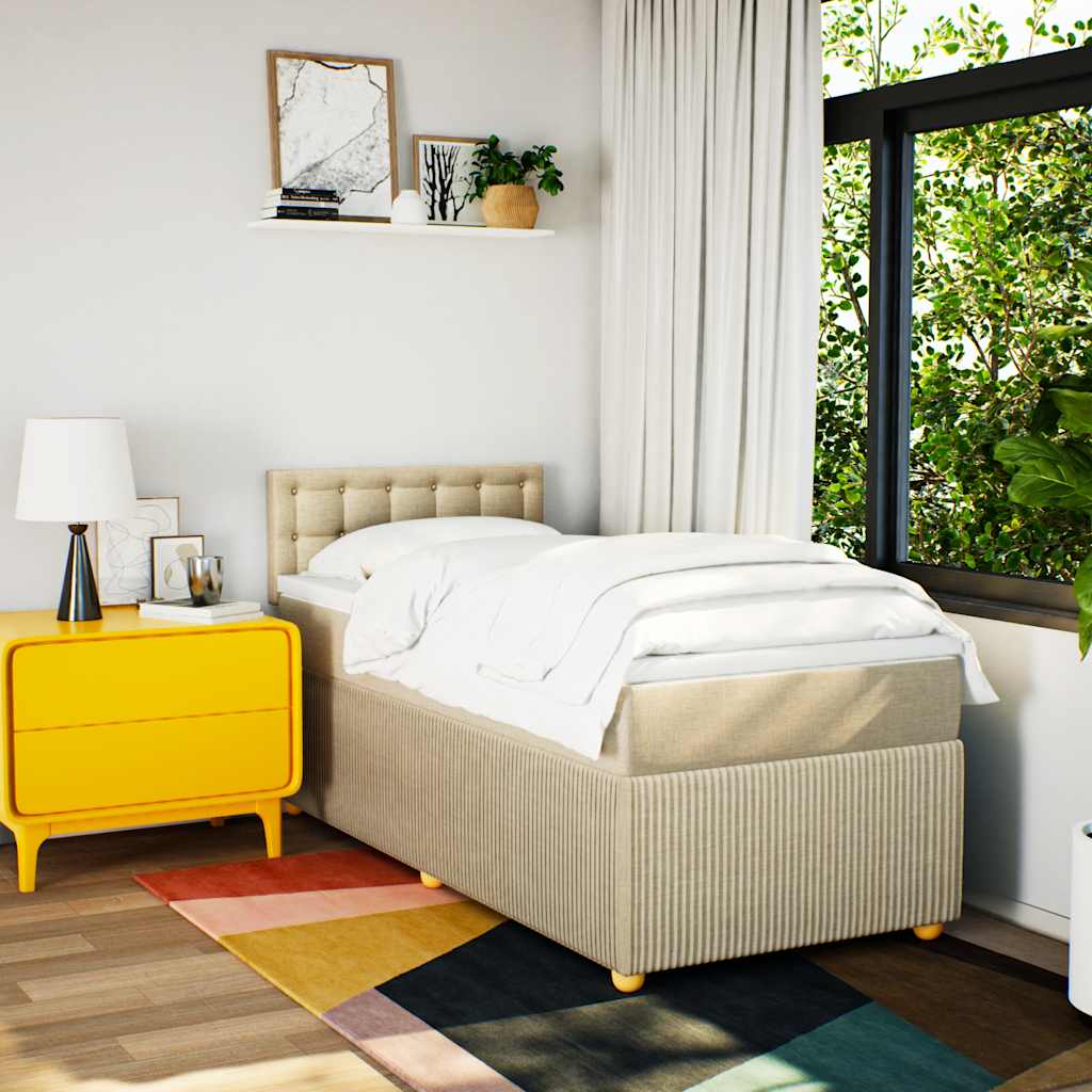 Sommier à lattes de lit avec matelas Crème 100x200 cm Tissu - XIOS