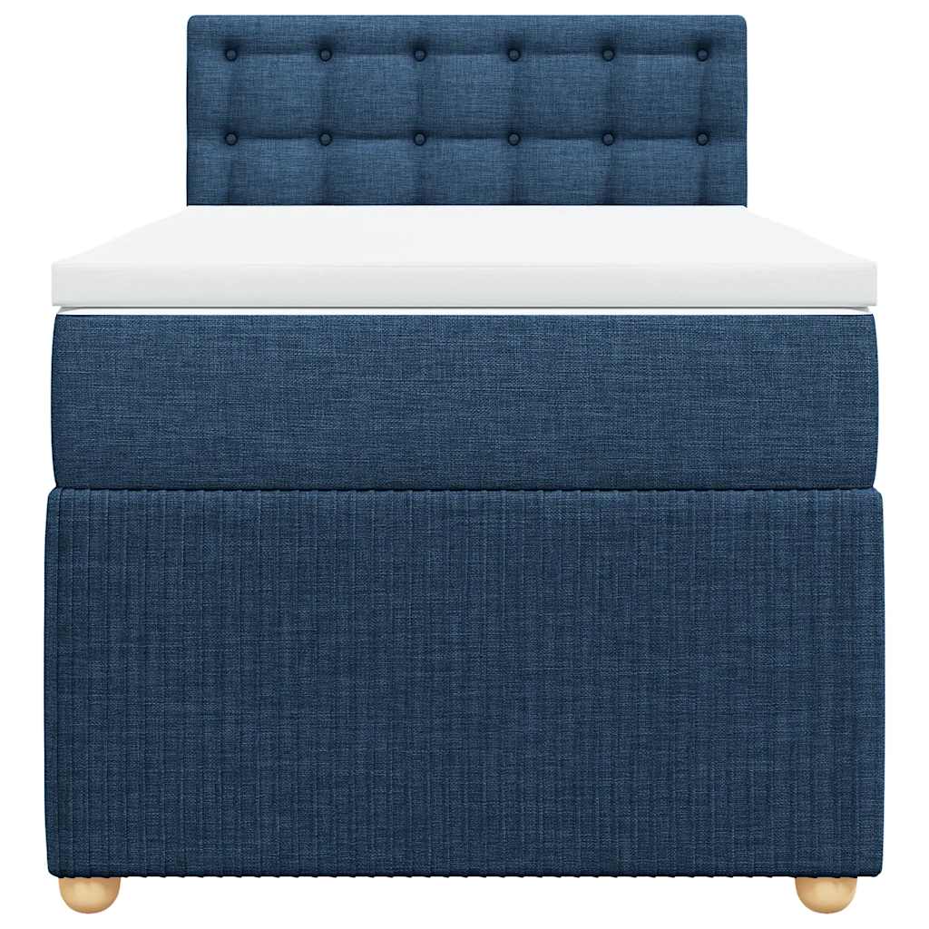 Sommier à lattes de lit avec matelas Bleu 100x200 cm Tissu