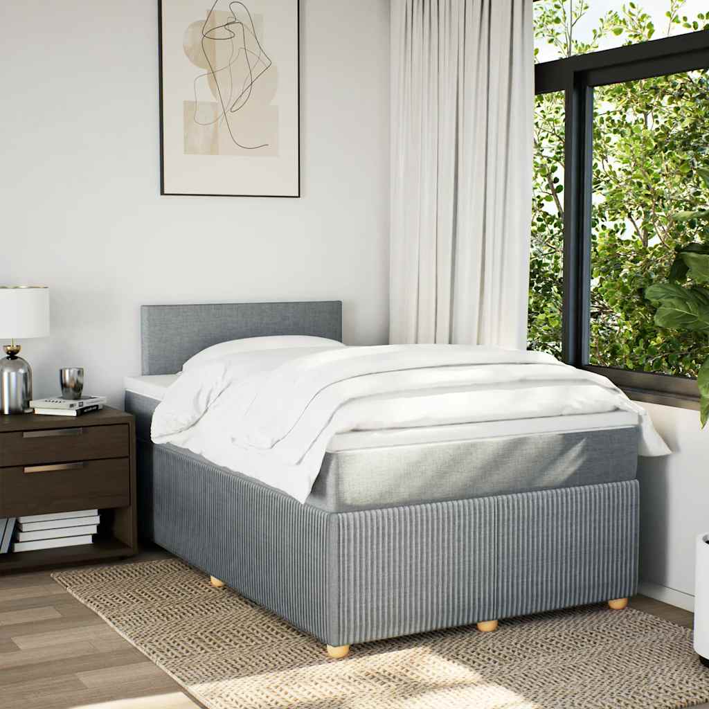 Sommier à lattes de lit et matelas gris clair 120x190 cm tissu - XIOS
