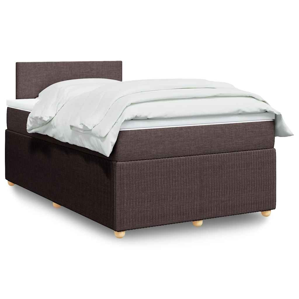 Sommier à lattes de lit et matelas marron foncé 120x190cm tissu - XIOS