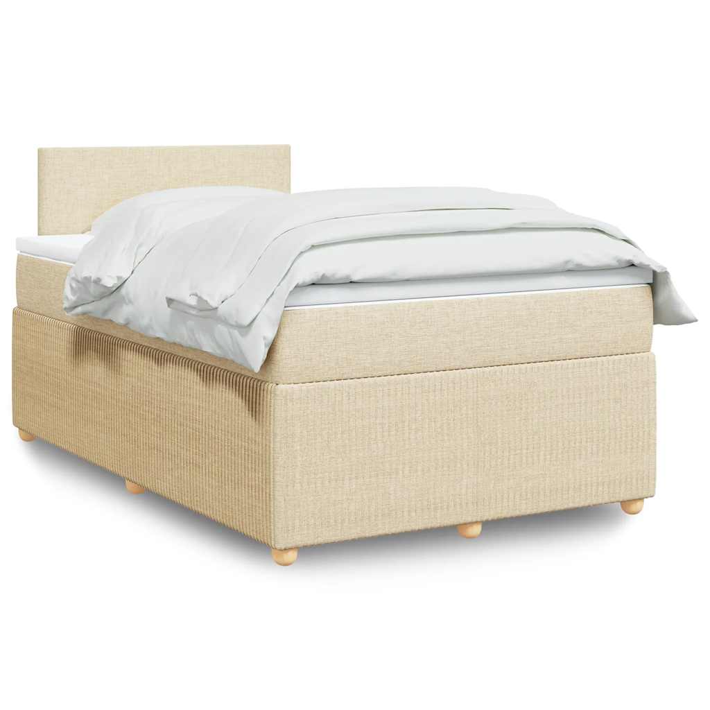 Sommier à lattes de lit avec matelas crème 120x190 cm tissu - XIOS