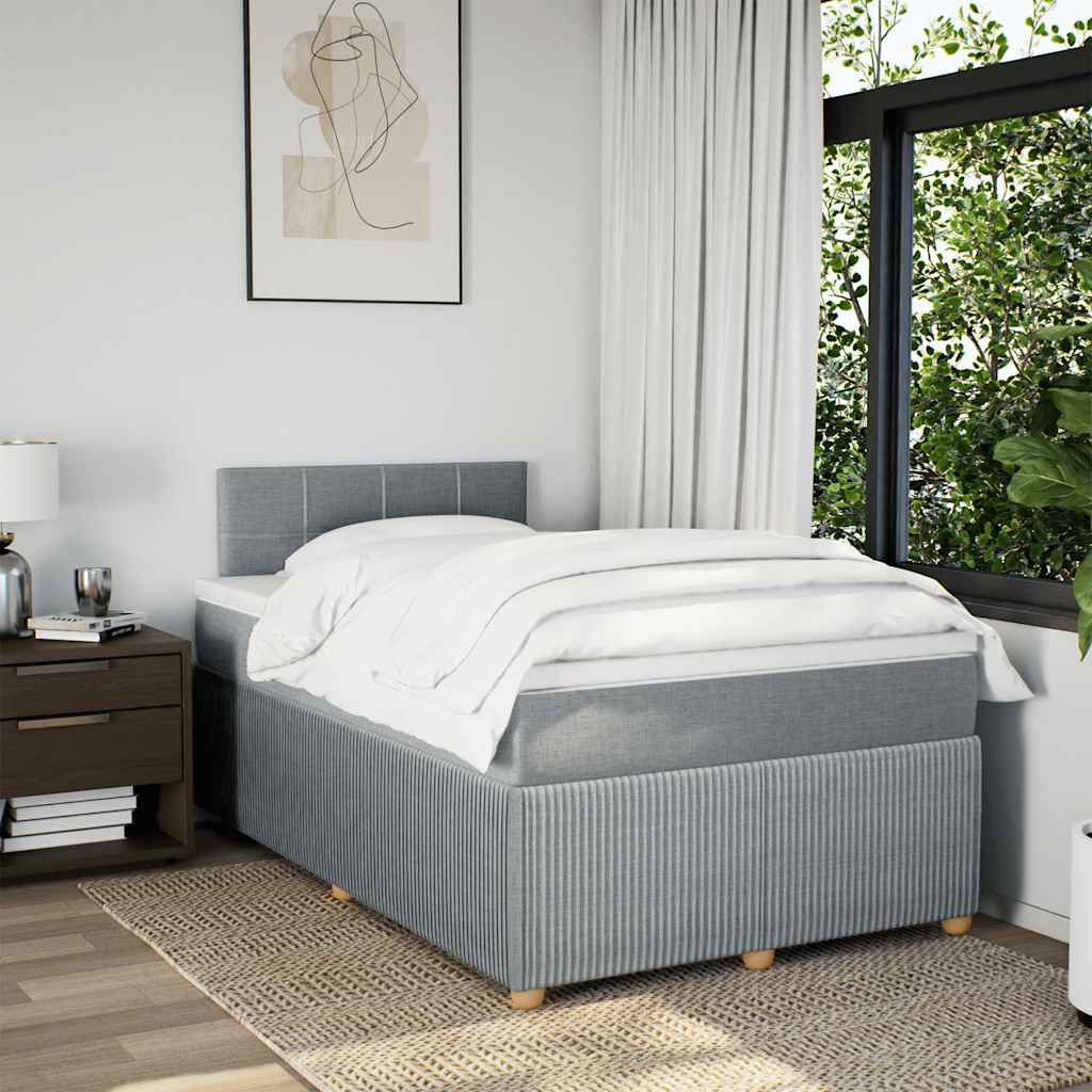 Sommier à lattes de lit et matelas gris clair 120x190 cm tissu - XIOS