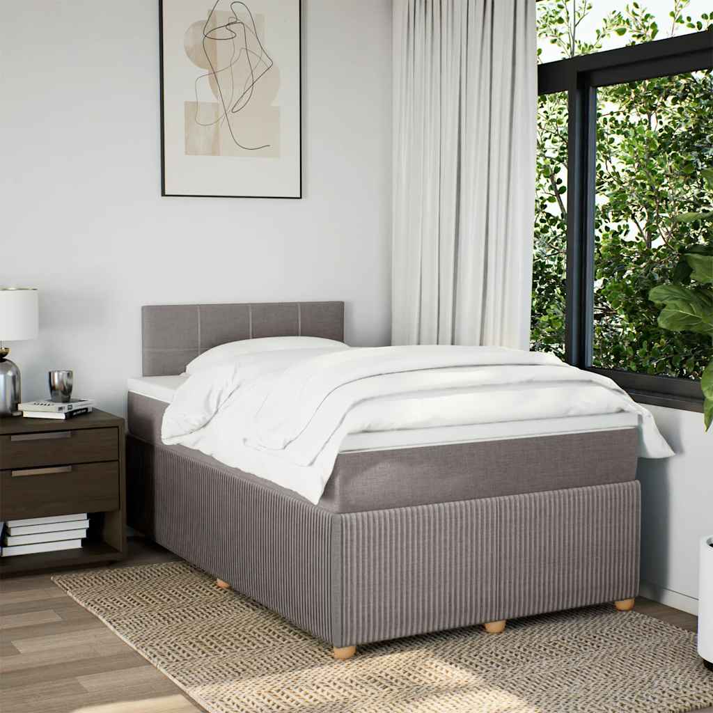 Sommier à lattes de lit avec matelas taupe 120x190 cm tissu - XIOS