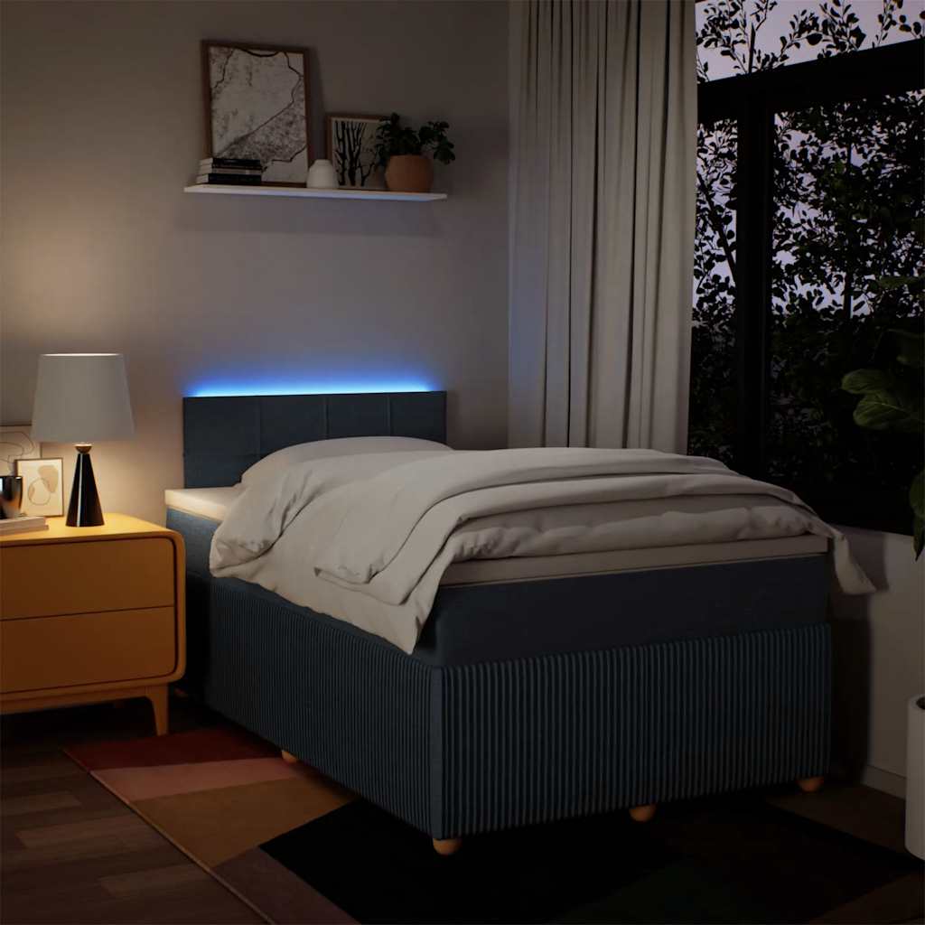 Sommier à lattes de lit avec matelas bleu 120x190 cm tissu - XIOS