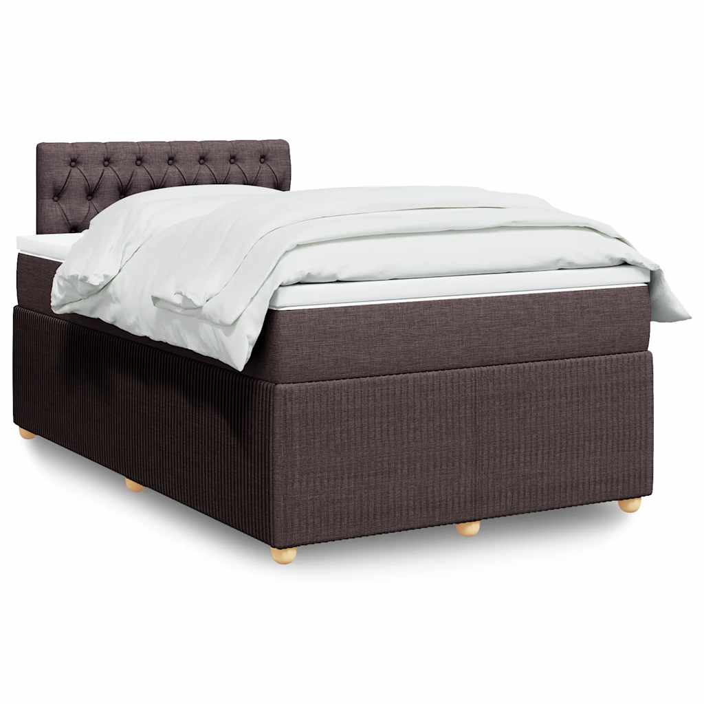 Sommier à lattes de lit et matelas marron foncé 120x190cm tissu - XIOS