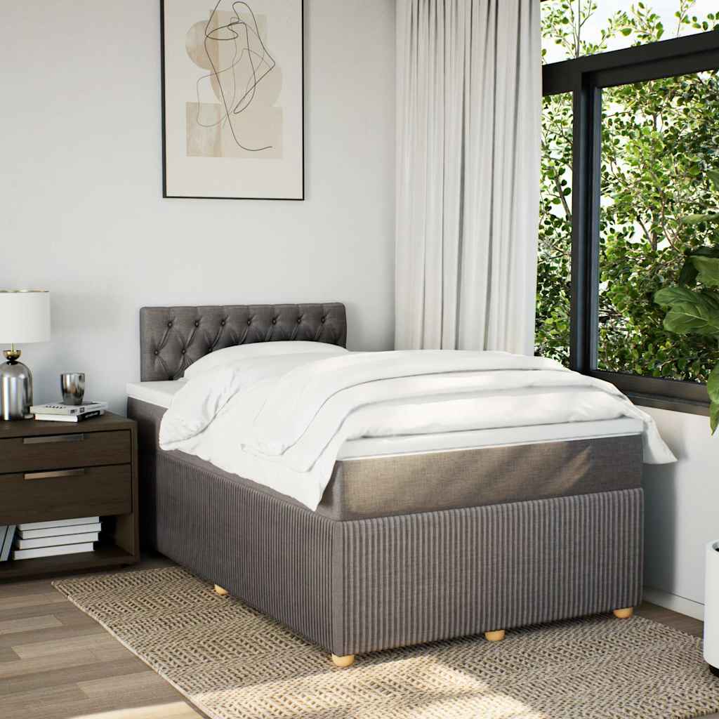 Sommier à lattes de lit avec matelas taupe 120x190 cm tissu - XIOS