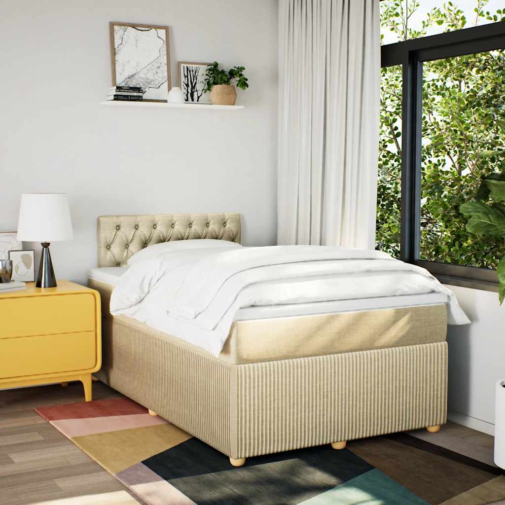 Sommier à lattes de lit avec matelas crème 120x190 cm tissu - XIOS