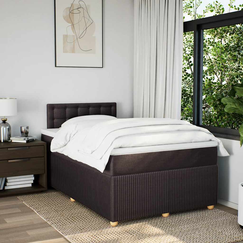 Sommier à lattes de lit et matelas marron foncé 120x190cm tissu - XIOS