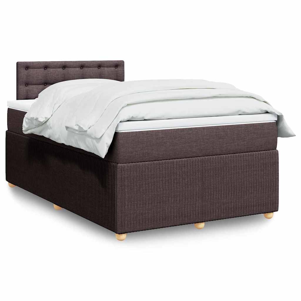 Sommier à lattes de lit et matelas marron foncé 120x190cm tissu - XIOS