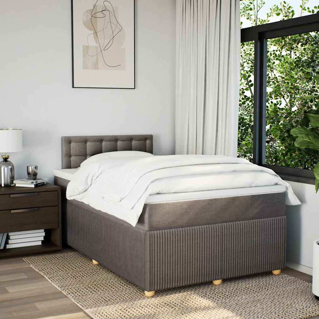 Sommier à lattes de lit avec matelas taupe 120x190 cm tissu - XIOS
