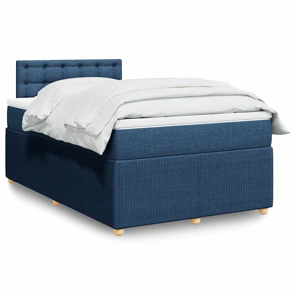 Sommier à lattes de lit avec matelas bleu 120x190 cm tissu - XIOS