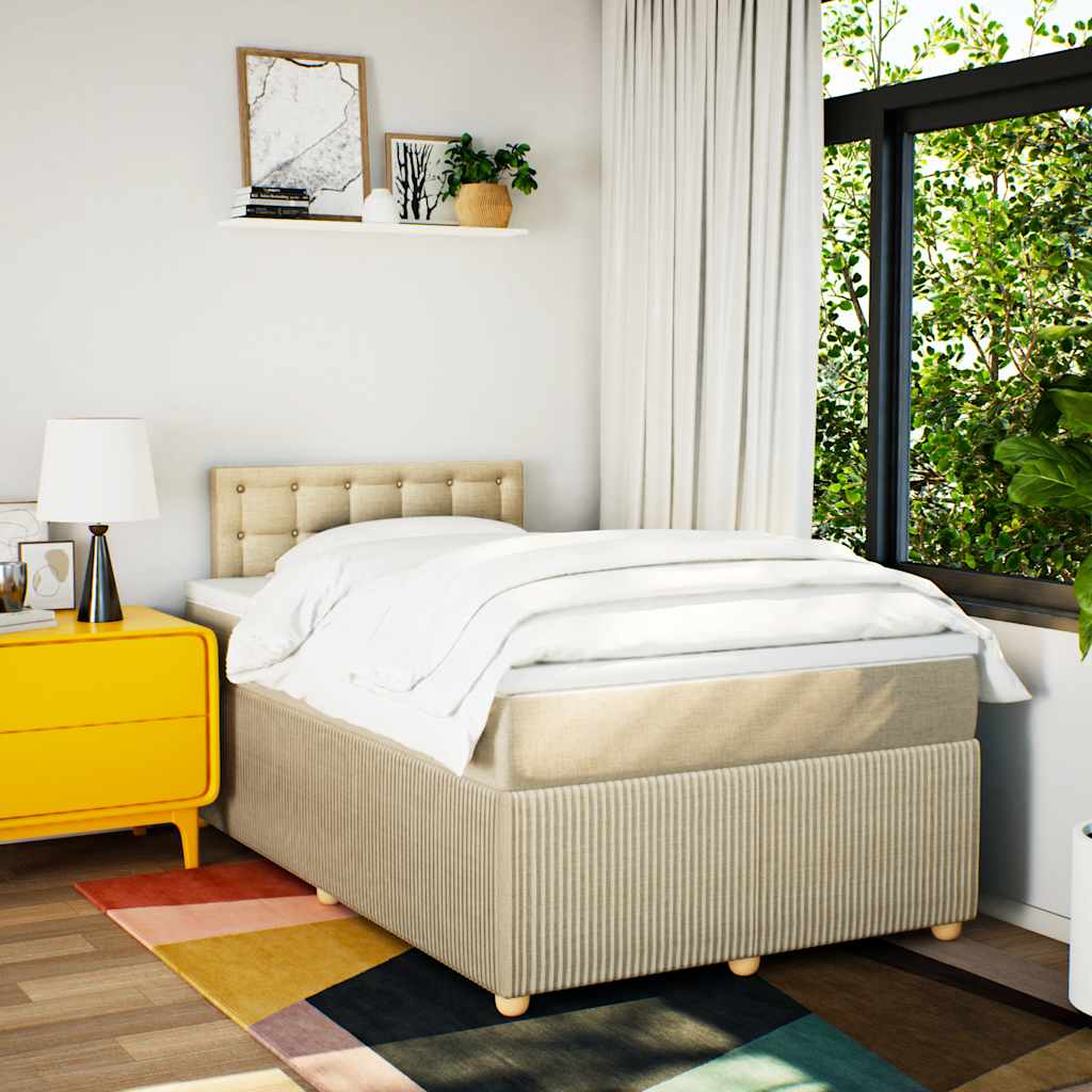 Sommier à lattes de lit avec matelas Crème 120x200 cm Tissu - XIOS