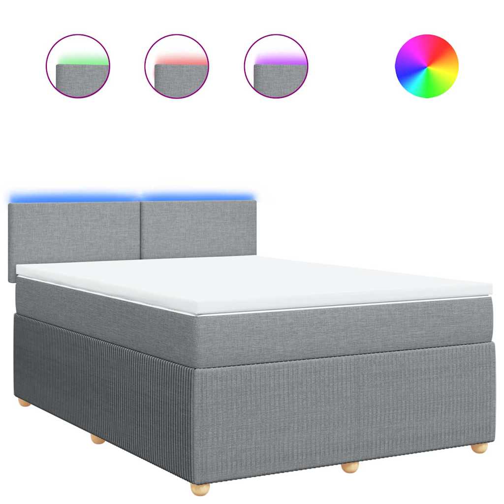 Sommier à lattes de lit avec matelas Gris clair 140x190cm Tissu