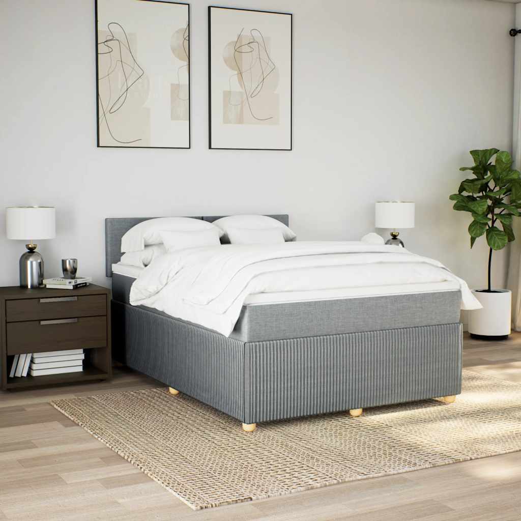 Sommier à lattes de lit avec matelas Gris clair 140x190cm Tissu - XIOS
