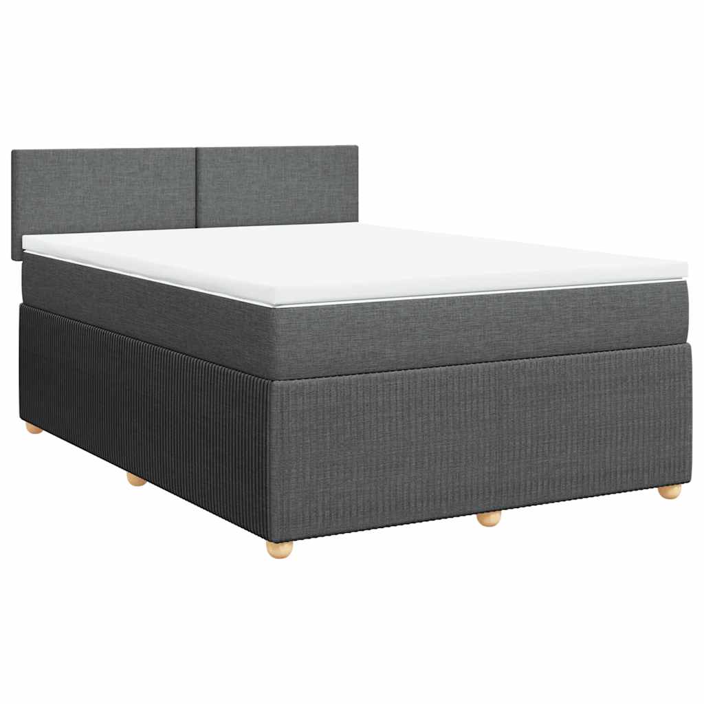 Sommier à lattes de lit avec matelas Gris foncé 140x190cm Tissu - XIOS