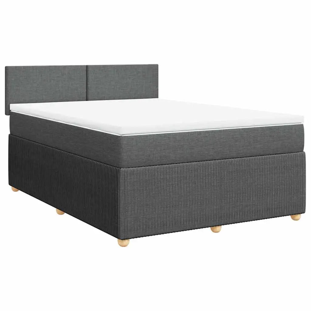 Sommier à lattes de lit avec matelas Gris foncé 140x190cm Tissu - XIOS