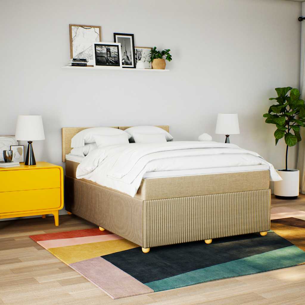 Sommier à lattes de lit avec matelas Crème 140x190 cm Tissu - XIOS
