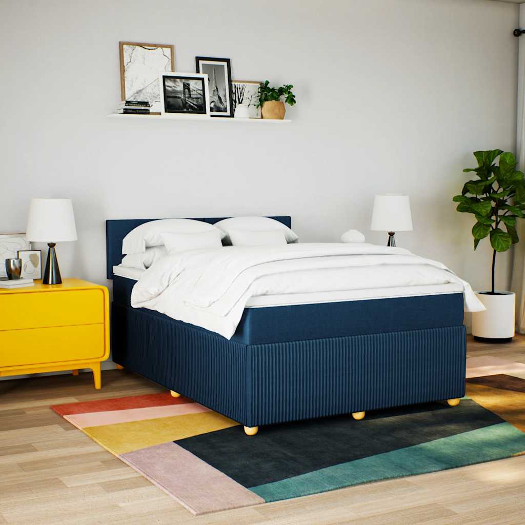 Sommier à lattes de lit avec matelas Bleu 140x190 cm Tissu - XIOS