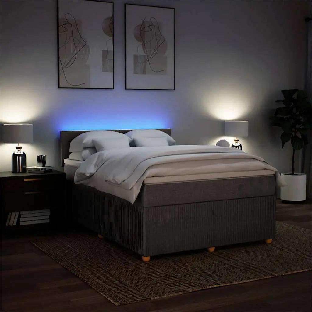 Sommier à lattes de lit avec matelas Taupe 140x190 cm Tissu - XIOS