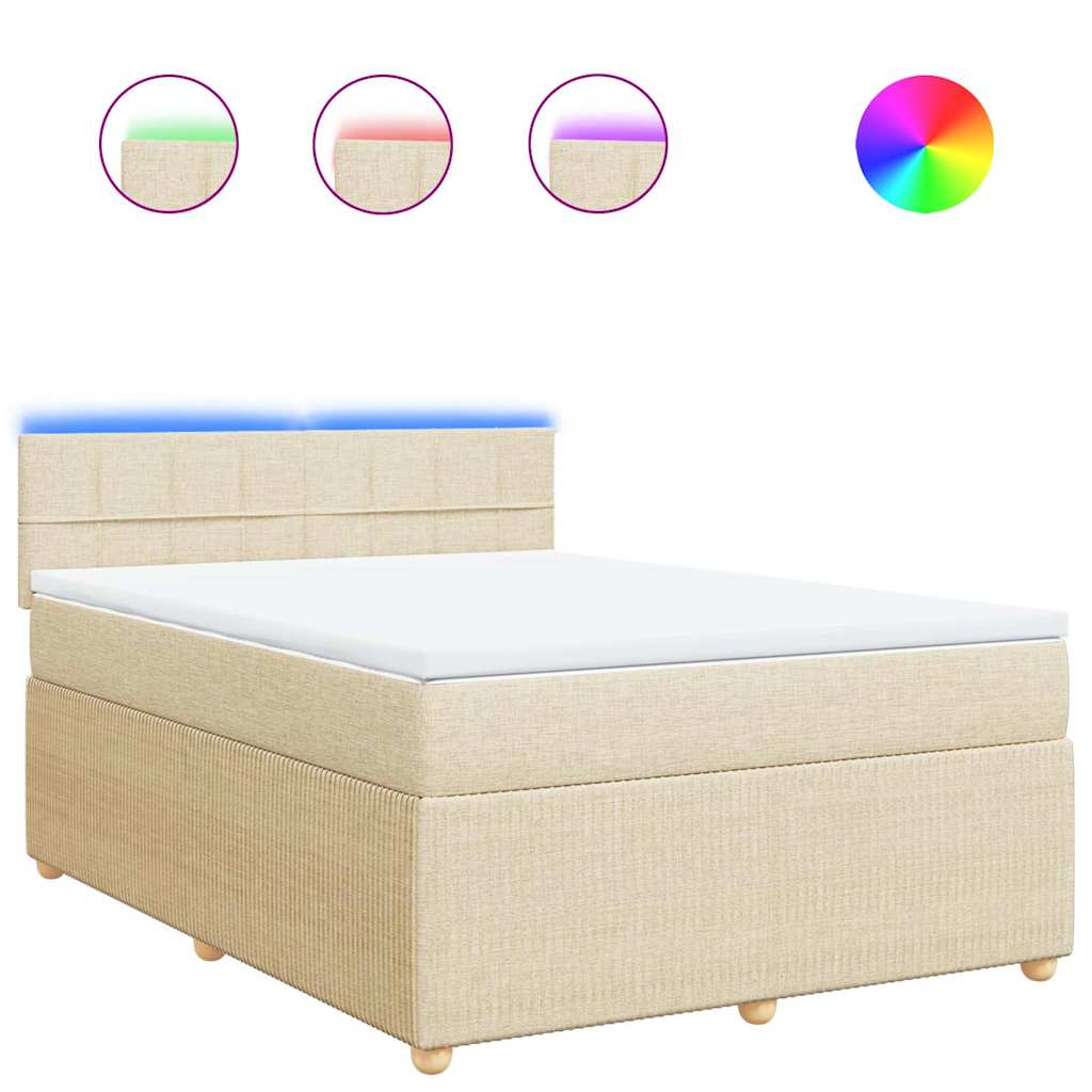 Sommier à lattes de lit avec matelas Crème 140x190 cm Tissu - XIOS