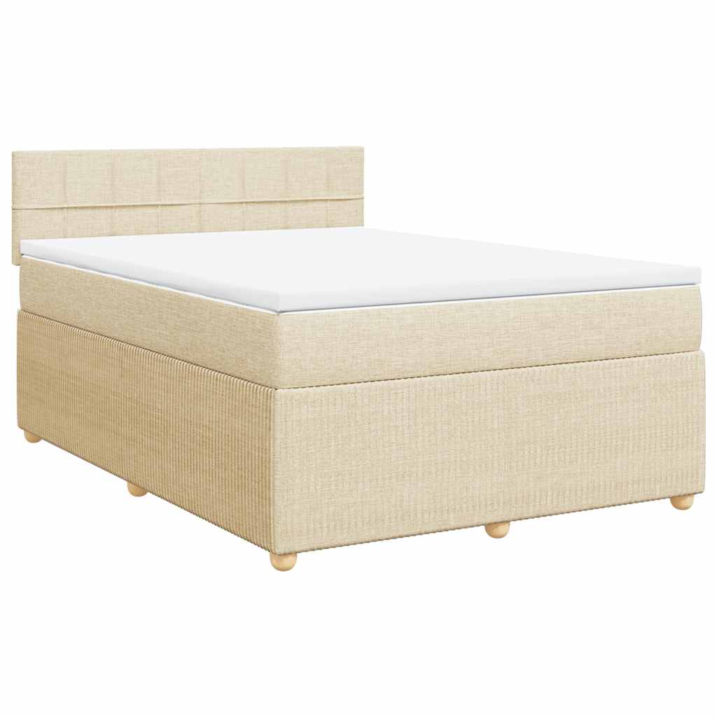 Sommier à lattes de lit avec matelas Crème 140x190 cm Tissu
