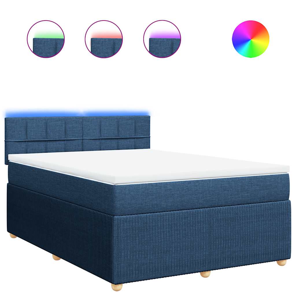 Sommier à lattes de lit avec matelas Bleu 140x190 cm Tissu - XIOS