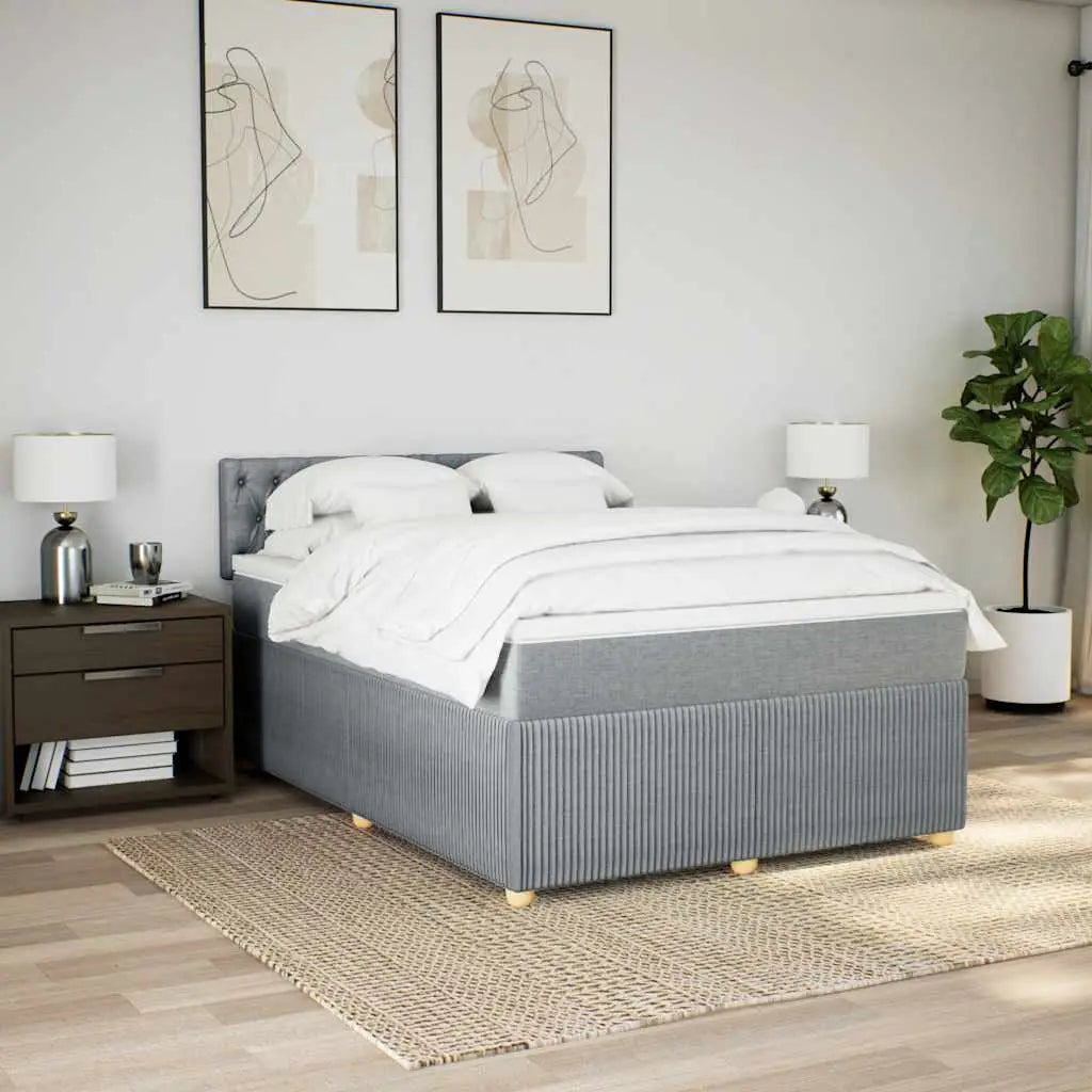 Sommier à lattes de lit avec matelas Gris clair 140x190cm Tissu - XIOS