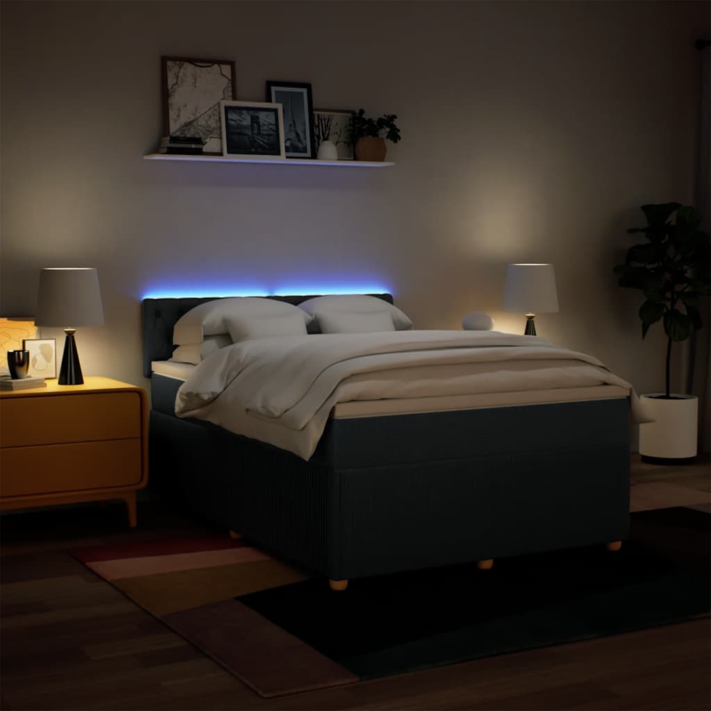 Sommier à lattes de lit avec matelas Bleu 140x190 cm Tissu - XIOS