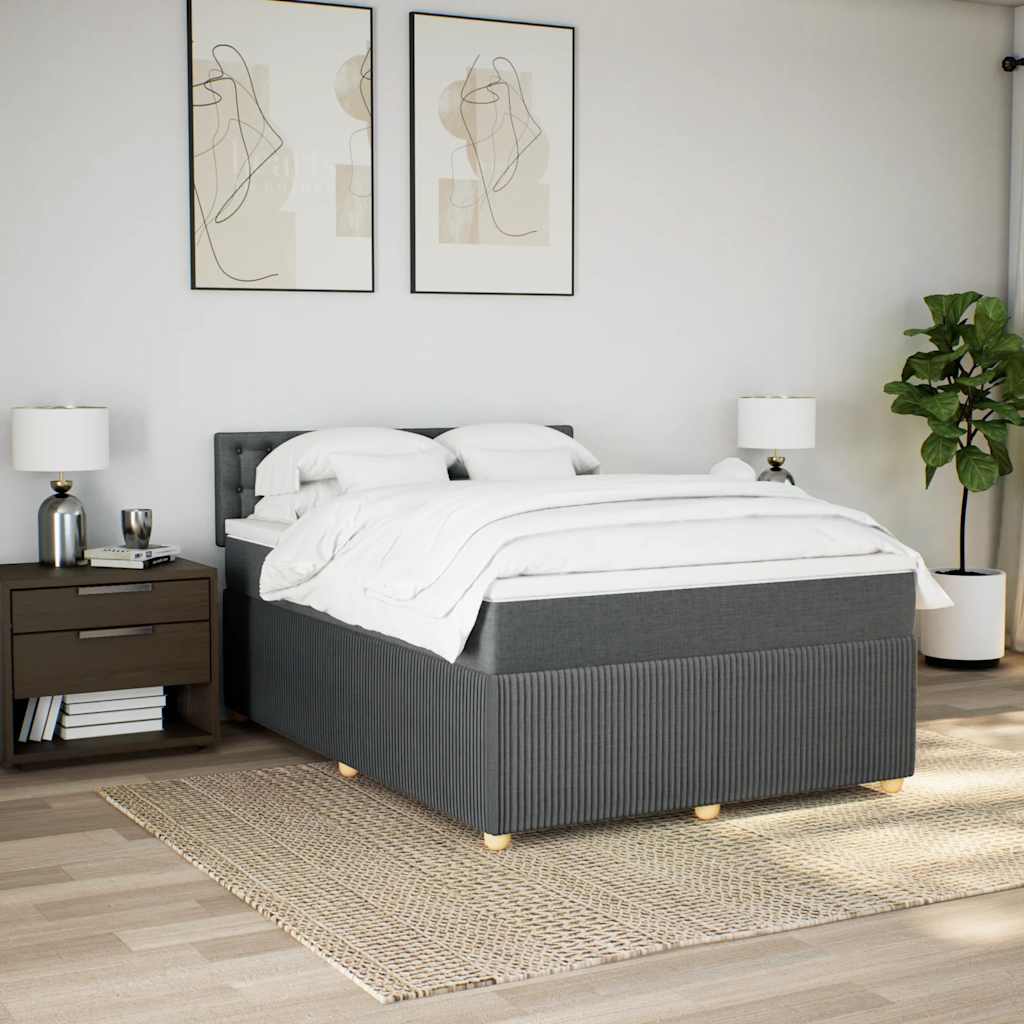 Sommier à lattes de lit avec matelas Gris foncé 140x190cm Tissu - XIOS